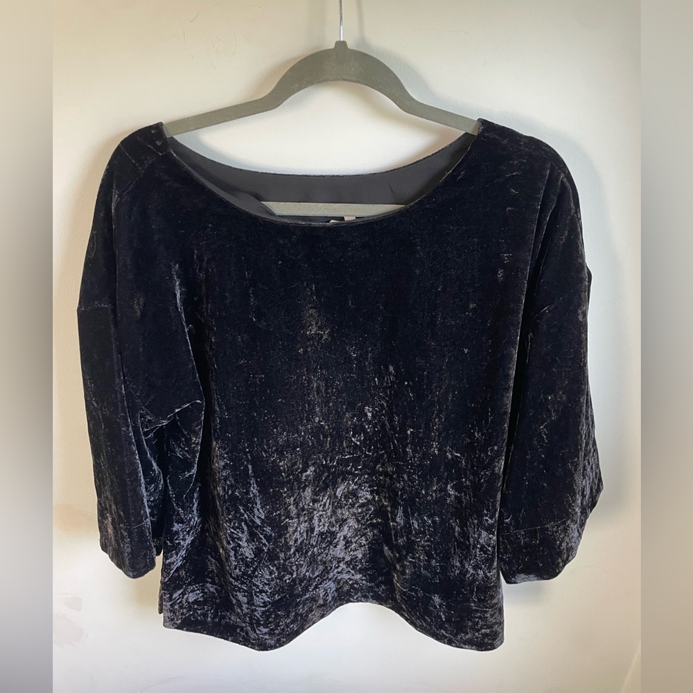 Soft Surroundings Black Aria Velvet Top Bell Sleeve Medium
